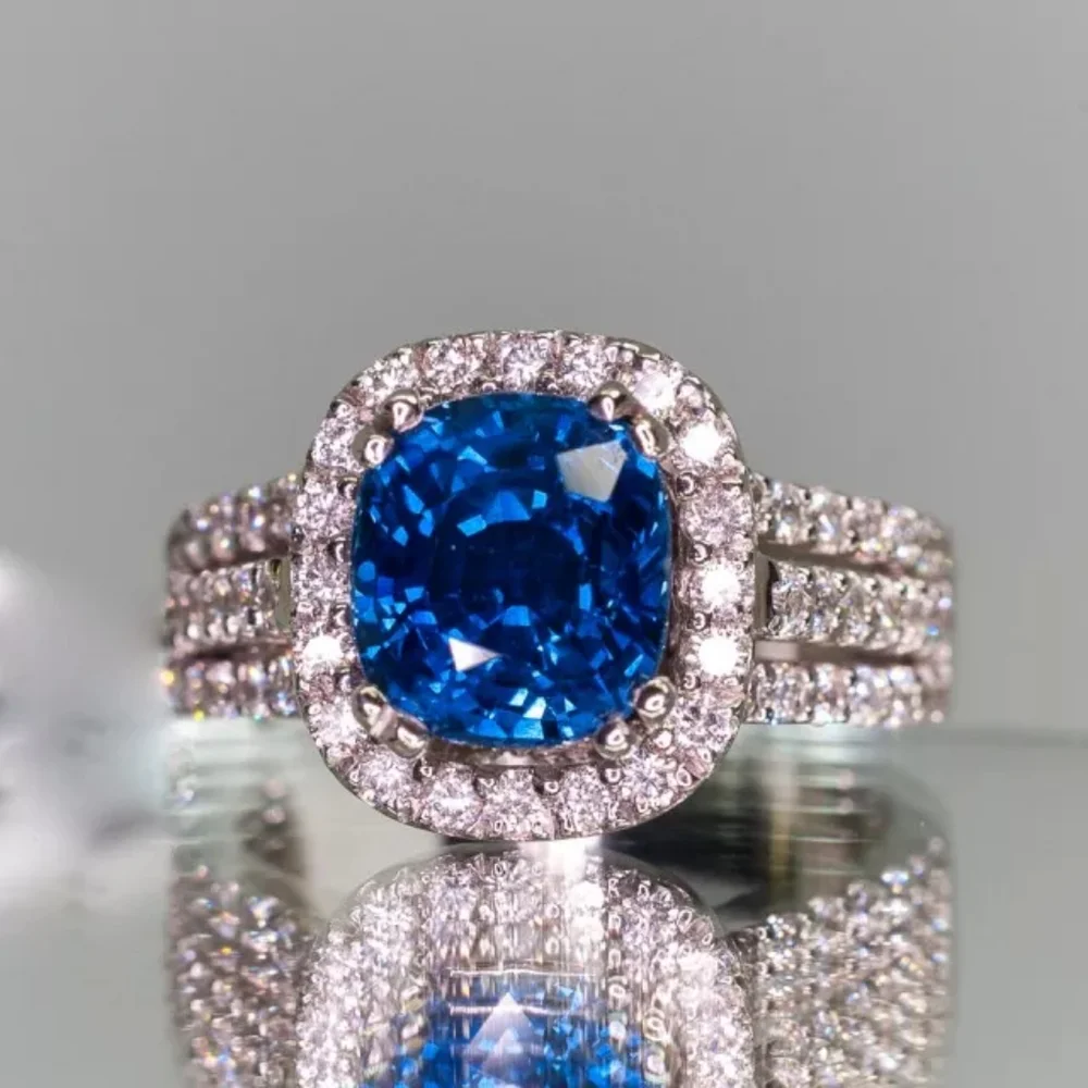 New 925 Silver Big Oval Zircon Ring